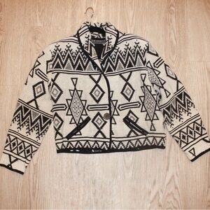 Tribal Patterned Black and White Jacket